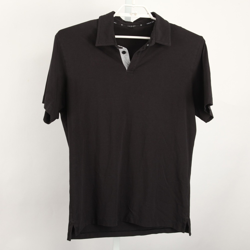 Public Rec Polo Shirt Mens Large Black Pima Cotton Tencel Stretch Casual - Picture 2 of 12